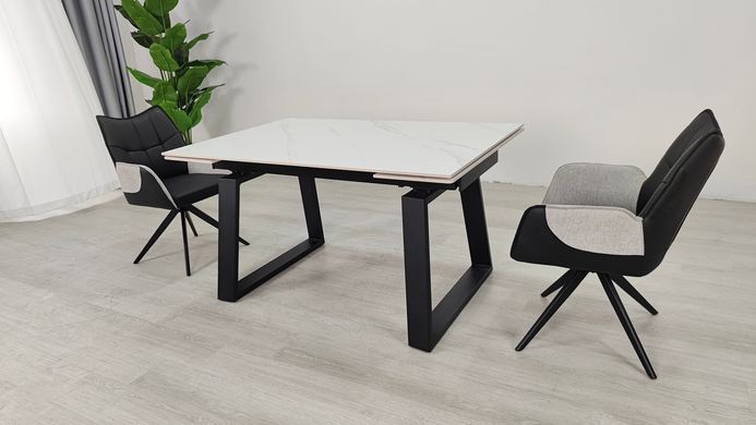 Стіл розкладний BERNARD CERAMIC Intarsio 140(200)*90 білий мат/чорний фотографія