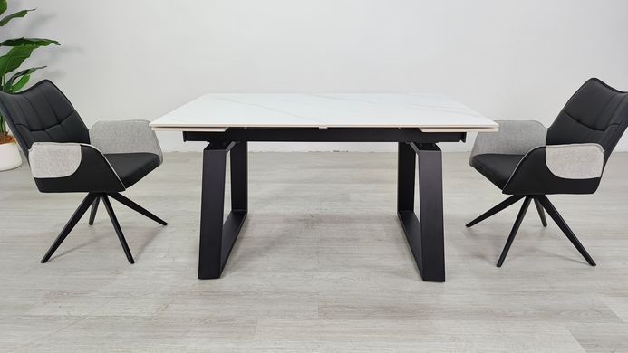 Стіл розкладний BERNARD CERAMIC Intarsio 140(200)*90 білий мат/чорний фотографія