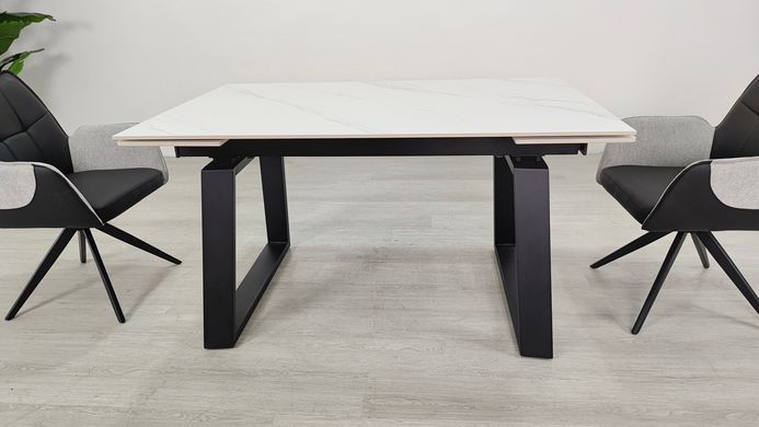 Стіл розкладний BERNARD CERAMIC Intarsio 140(200)*90 білий мат/чорний фотографія