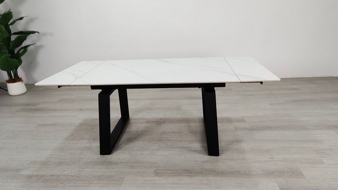 Стіл розкладний BERNARD CERAMIC Intarsio 140(200)*90 білий мат/чорний фотографія
