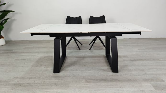 Стіл розкладний BERNARD CERAMIC Intarsio 140(200)*90 білий мат/чорний фотографія