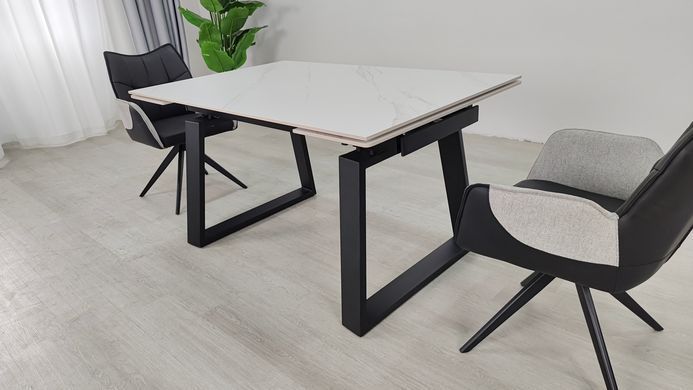 Стіл розкладний BERNARD CERAMIC Intarsio 140(200)*90 білий мат/чорний фотографія
