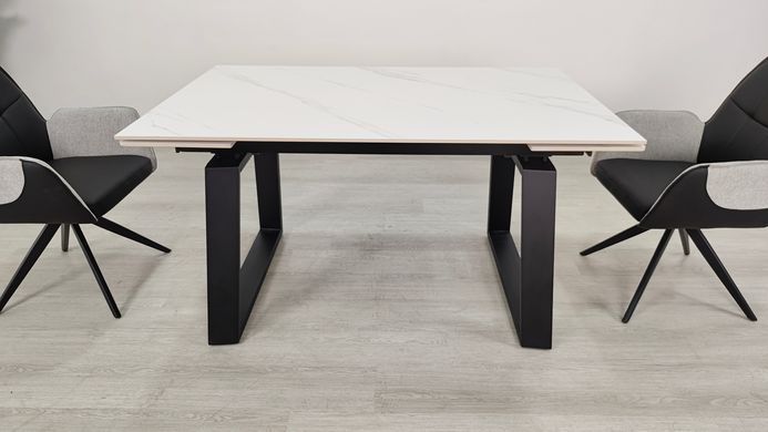 Стіл розкладний BERNARD CERAMIC Intarsio 140(200)*90 білий мат/чорний фотографія