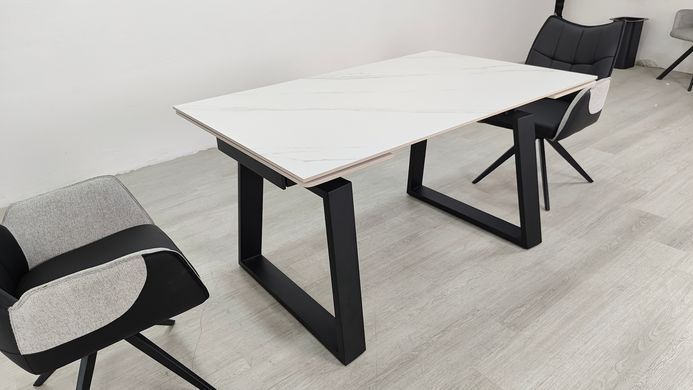 Стіл розкладний BERNARD CERAMIC Intarsio 140(200)*90 білий мат/чорний фотографія