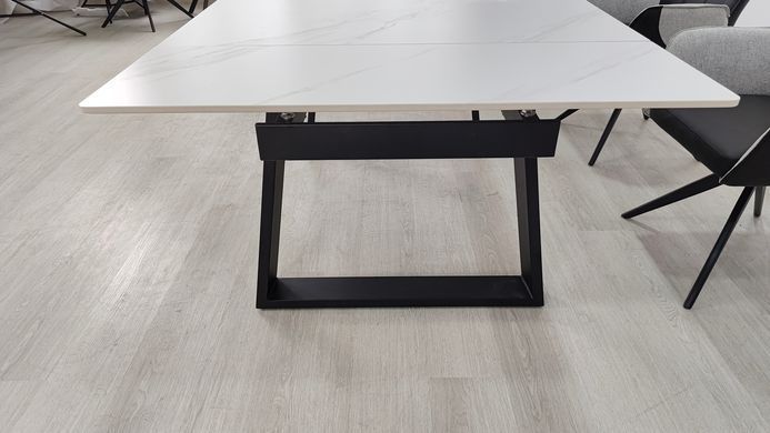 Стіл розкладний BERNARD CERAMIC Intarsio 140(200)*90 білий мат/чорний фотографія