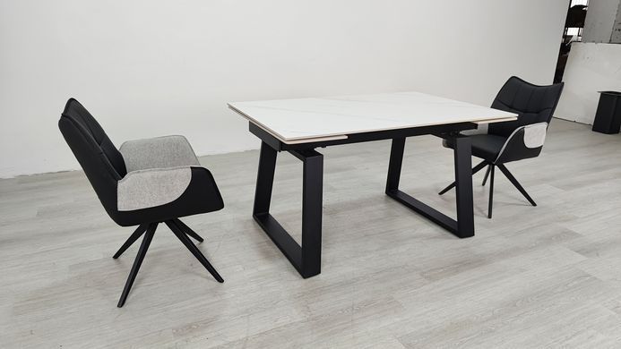 Стіл розкладний BERNARD CERAMIC Intarsio 140(200)*90 білий мат/чорний фотографія