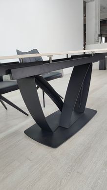 Стіл розкладний TYLER CERAMIC Intarsio 160(240)*90 білий мат/чорний фотографія
