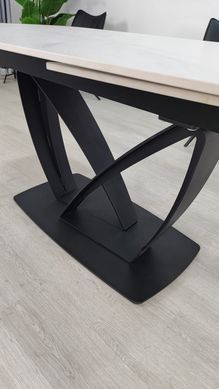 Стіл розкладний TYLER CERAMIC Intarsio 160(240)*90 білий мат/чорний фотографія