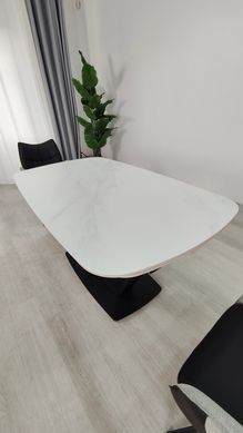 Стіл розкладний TYLER CERAMIC Intarsio 160(240)*90 білий мат/чорний фотографія