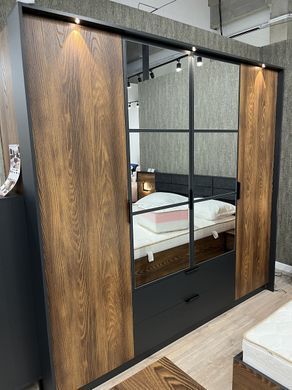 Шкаф для одежды Perfect Home Милтон / Milton 4-дверный с зеркалом 4D2S/220 Каштан/антрацит фотография