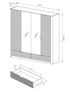 Шкаф для одежды Perfect Home Ланте/Lante 4-дверный с зеркалом и золотыми ручками 4D2S/213 Беж фотография