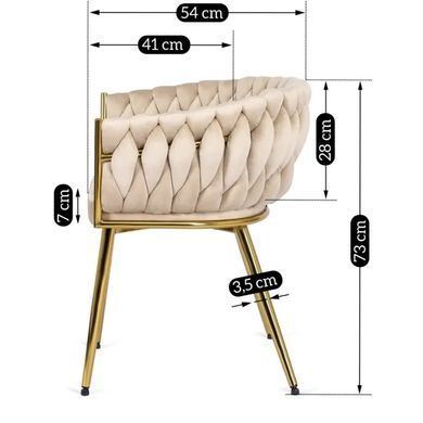 Стілець оксамитовий MEBEL ELITE CAPRI Velvet Кремовий / Золотий фотографія