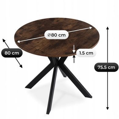 Стіл MEBEL ELITE LAUREN 80X80 Дуб рустик/ чорний фотографія