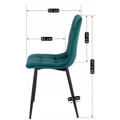 Стілець оксамитовий MEBEL ELITE PERU Velvet, Бірюзовий фотографія