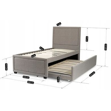 Ліжко односпальне оксамитове MEBEL ELITE ELIF Velvet 90x200 см з додатковим спальним місцем Сірий фотографія