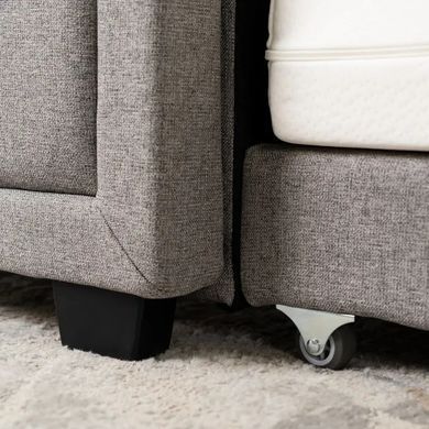Ліжко односпальне оксамитове MEBEL ELITE ELIF Velvet 90x200 см з додатковим спальним місцем Сірий фотографія