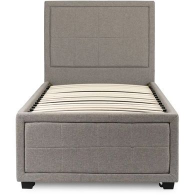 Ліжко односпальне оксамитове MEBEL ELITE ELIF Velvet 90x200 см з додатковим спальним місцем Сірий фотографія