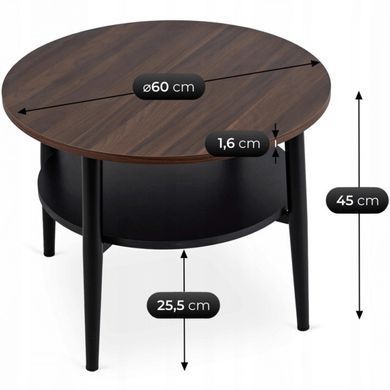 Журнальный столик MEBEL ELITE PAULO 60x60 Орех/черный фотография