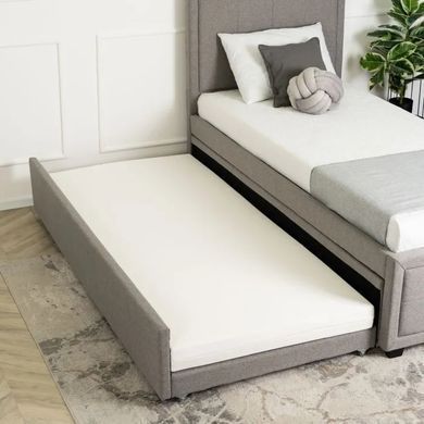 Ліжко односпальне оксамитове MEBEL ELITE ELIF Velvet 90x200 см з додатковим спальним місцем Сірий фотографія