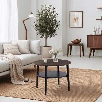 Журнальный столик MEBEL ELITE PAULO 60x60 Орех/черный фотография