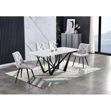 Стіл DALI CERAMIC Intarsio 180х90 Білий Ефект Мармуру фотографія