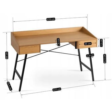 Письменный стол MEBEL ELITE ICE 133 см Золотой дуб / Черный фотография