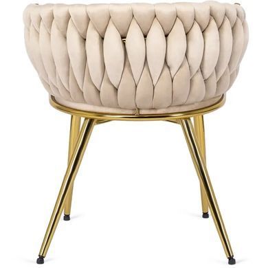 Стілець оксамитовий MEBEL ELITE CAPRI Velvet Кремовий / Золотий фотографія