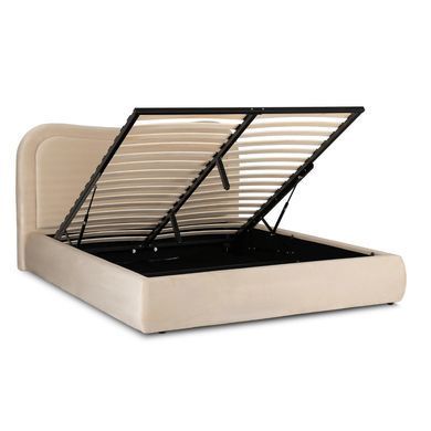 Ліжко двоспальне MEBEL ELITE HAGA Velvet 160x200 см Кремовий фотографія