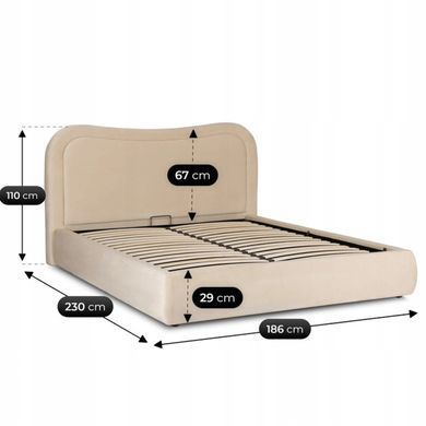 Ліжко двоспальне MEBEL ELITE HAGA Velvet 160x200 см Кремовий фотографія