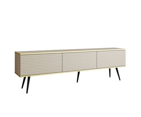 Тумба під телевізор Perfect Home Оро / Oro 3-дверна з чорними ніжками RTV175 MDF Бежевий фотографія