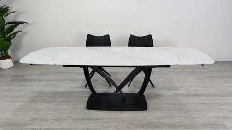 Раскладной стол TYLER CERAMIC Intarsio 160(240)*90 белый мат/черный фотография