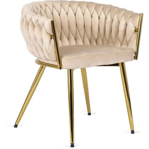 Стул бархатный MEBEL ELITE CAPRI Velvet Кремовый / Золотой фотография