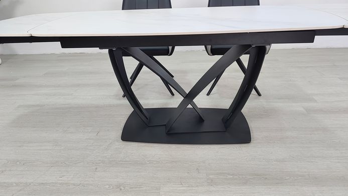 Стіл розкладний TYLER CERAMIC Intarsio 160(240)*90 білий мат/чорний фотографія