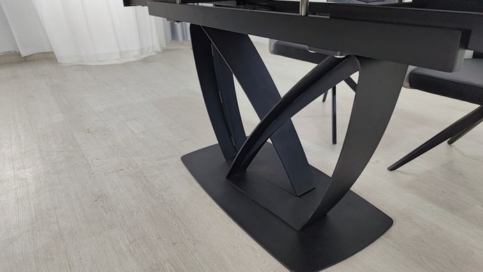 Стіл розкладний TYLER CERAMIC Intarsio 160(240)*90 білий мат/чорний фотографія
