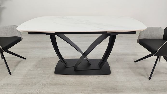 Стіл розкладний TYLER CERAMIC Intarsio 160(240)*90 білий мат/чорний фотографія