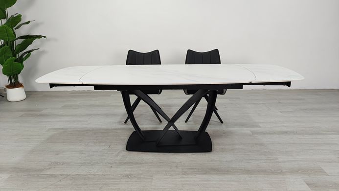 Стіл розкладний TYLER CERAMIC Intarsio 160(240)*90 білий мат/чорний фотографія