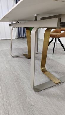 Стіл розкладний BIANCO LUXE CERAMIC Intarsio 160(240)*90 білий мат/білий+золото фотографія