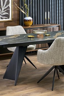 Стіл розкладний ARMANI Halmar 165(241)x90 Чорний Мармур/Чорний фотографія