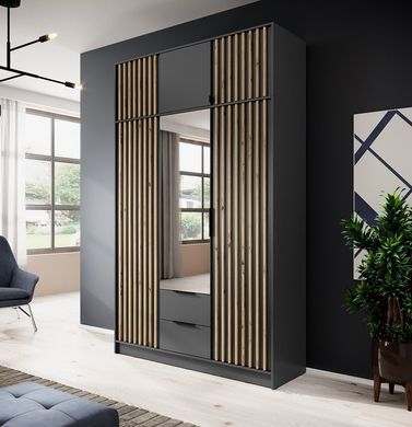 Тумба-надставка Perfect Home Неллі / Nelly 4D 4-дверна Графіт/дуб артизан фотографія