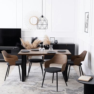 Комплект стіл MEBEL ELITE GLOS 135х80 см Дуб Рустик / Чорний +4 стільці ORBI Чорний/горіх фотографія