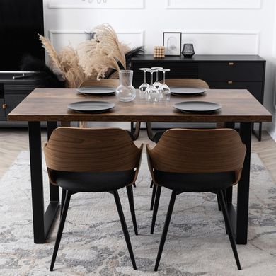 Комплект стіл MEBEL ELITE GLOS 135х80 см Дуб Рустик / Чорний +4 стільці ORBI Чорний/горіх фотографія