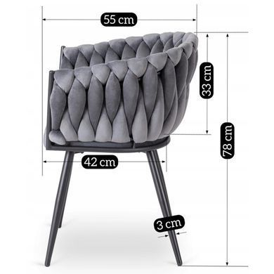 Стілець оксамитовий MEBEL ELITE ELENA Velvet Сірий фотографія