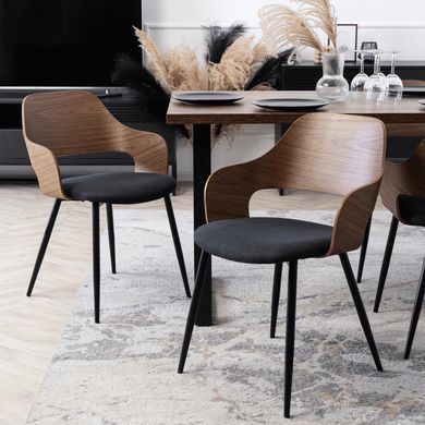 Комплект стіл MEBEL ELITE GLOS 135х80 см Дуб Рустик / Чорний +4 стільці ORBI Чорний/горіх фотографія