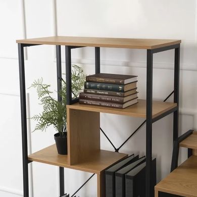 Стеллаж MEBEL ELITE TIM Золотой дуб / Черный фотография