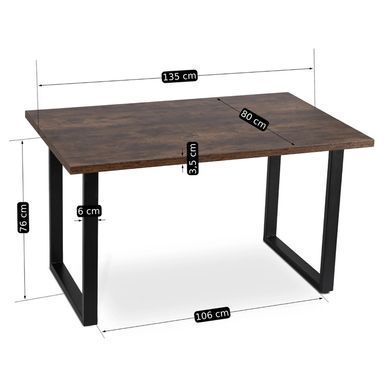 Комплект стіл MEBEL ELITE GLOS 135х80 см Дуб Рустик / Чорний +4 стільці ORBI Чорний/горіх фотографія