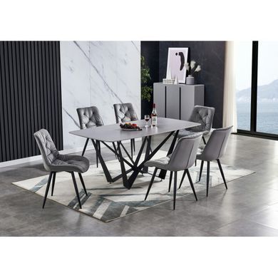 Стол DALI CERAMIC Intarsio 180х90 Серый Эффект Мрамора фотография