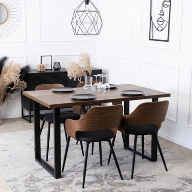 Комплект стіл MEBEL ELITE GLOS 135х80 см Дуб Рустик / Чорний +4 стільці ORBI Чорний/горіх фотографія