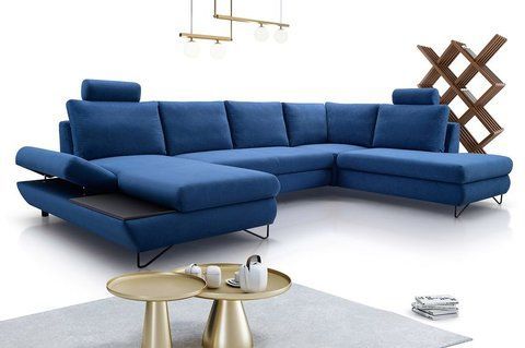 Диван угловой раскладной LOFT III на ножках Perfect Home Польша Синий фотография
