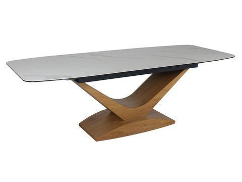 Стол раскладной DOLCE Ceramic Signal 180(240)x95 Белый/Дуб фотография