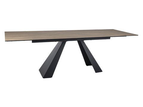Стіл Обідній SALVADORE CERAMIC BRĄZ SABBIA 160(240)X90 Signal Світло Коричневий Мат / Чорний Мат фотографія